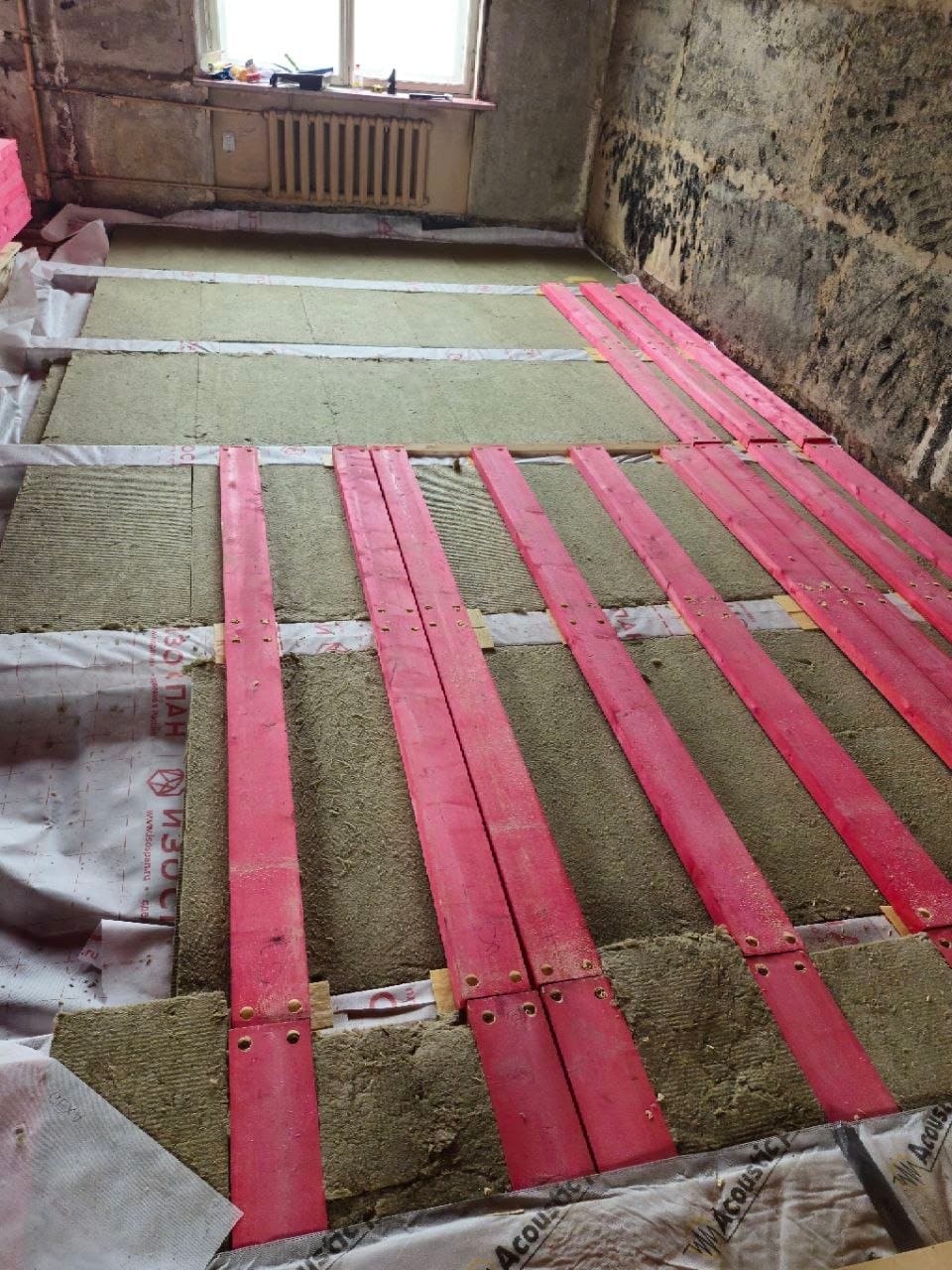 Монтаж каркаса и укладка минваты